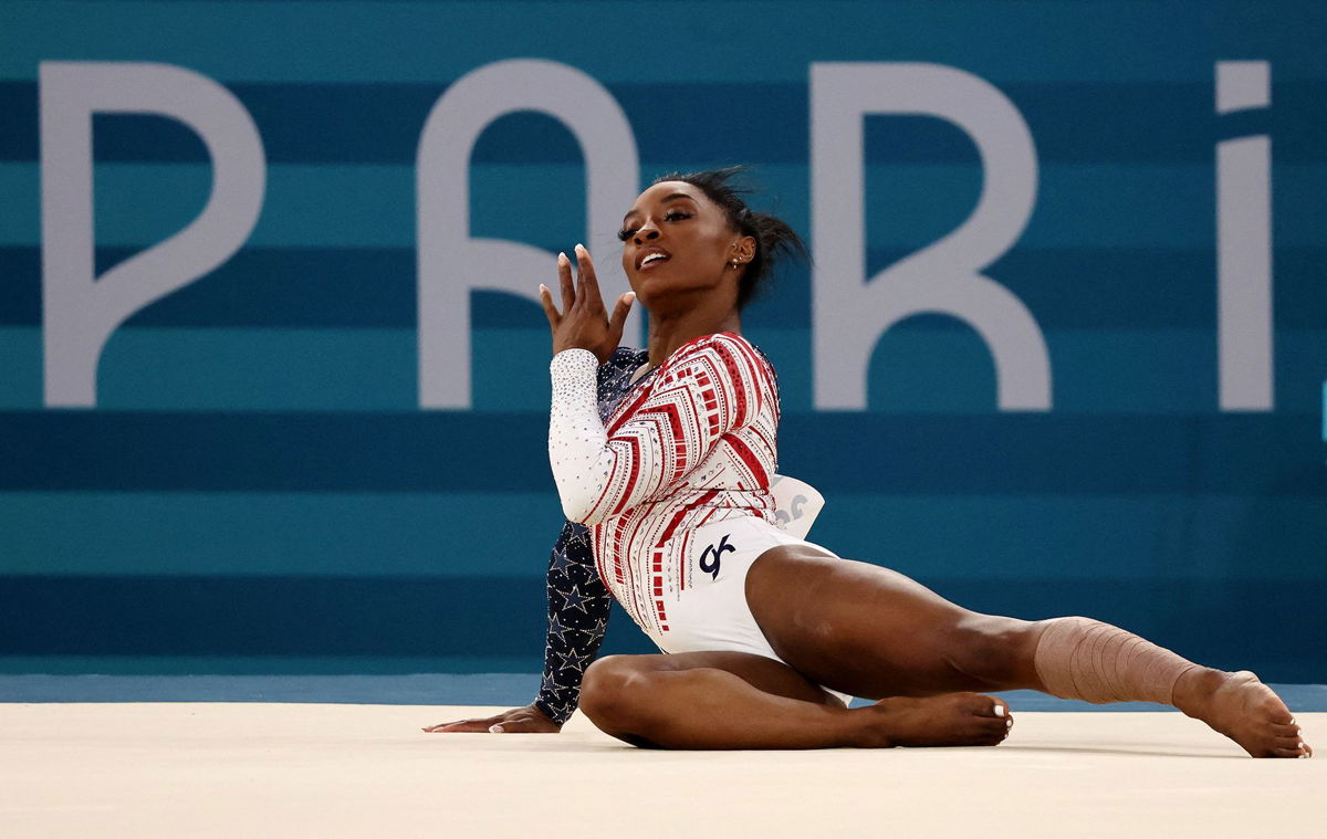 <i>Mike Blake/Reuters via CNN Newsource</i><br/>Simone Biles sealed the USA women's gymnastics team's gold medal with her floor routine.