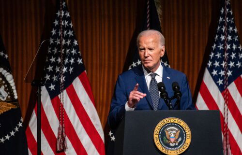 President Joe Biden is pictured at the LBJ Presidential Library in Austin