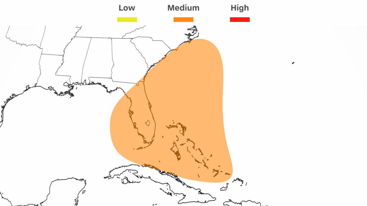 <i>CNN Weather via CNN Newsource</i><br/>There's a medium chance for tropical development by this weekend near the Bahamas and southeastern US.