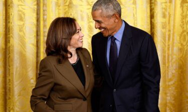 Former President Barack Obama is reportedly expected to endorse Vice President Kamala Harris seen here on April 2022 in the East Room of the White House in Washington.