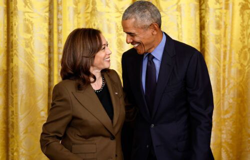 Former President Barack Obama is reportedly expected to endorse Vice President Kamala Harris seen here on April 2022 in the East Room of the White House in Washington.