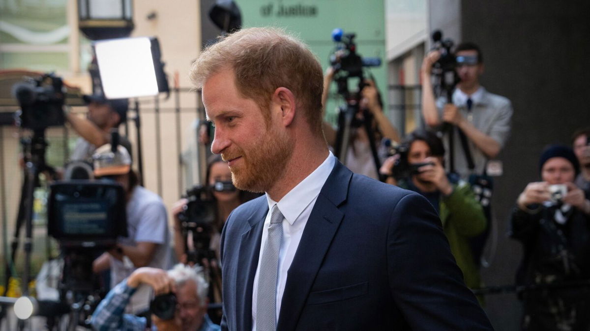 <i>Carl Court/Getty Images/File via CNN Newsource</i><br/>Prince Harry leaves after giving evidence at the Mirror Group Phone hacking trial at the Rolls Building at High Court in London