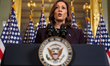 Vice President Kamala Harris speaks following a meeting with Israeli Prime Minister Benjamin Netanyahu at the Eisenhower Executive Office Building on the White House complex in Washington