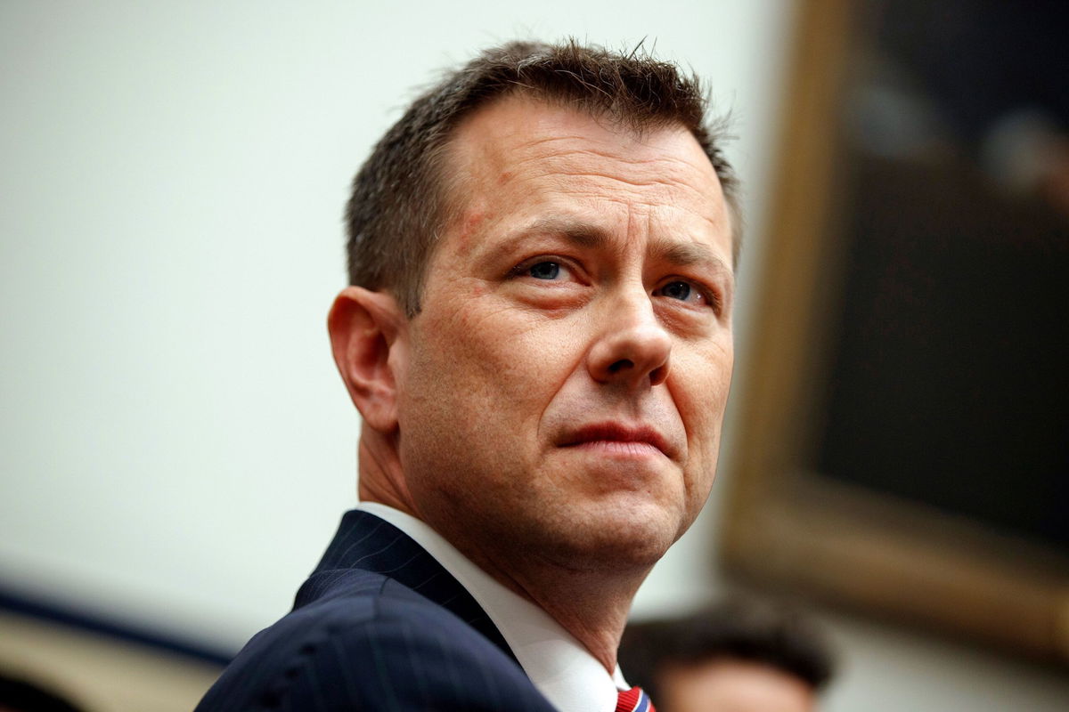 <i>Evan Vucci/AP via CNN Newsource</i><br/>Peter Strzok testifies during a hearing on Capitol Hill in July 2018 in Washington.