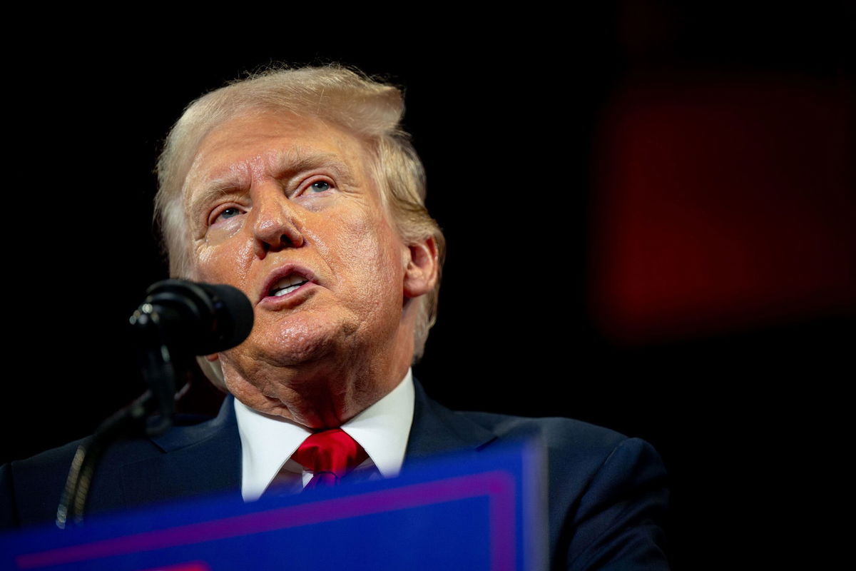 <i>Brandon Bell/Getty Images via CNN Newsource</i><br/>Former President Donald Trump seen here in Charlotte