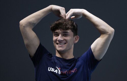 Tyler Downs poses during the World Aquatics Diving World Cup 2024 in April in Xi An