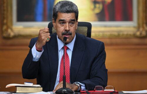 Venezuelan President Nicolas Maduro gestures talks about the election during a press conference with the international media in Caracas on July 31