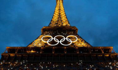 Eiffel Tower with Olympic rings on it