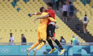 Egypt players celebrate after scoring a goal