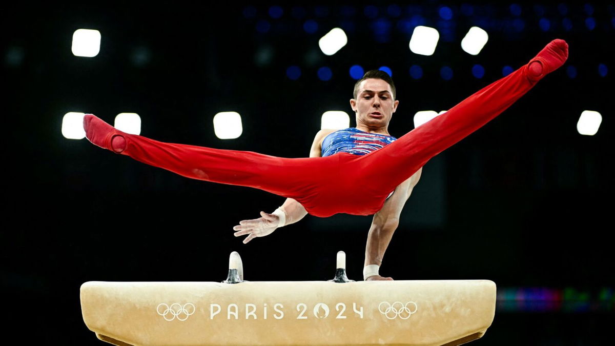 Paul Juda performs on pommel horse