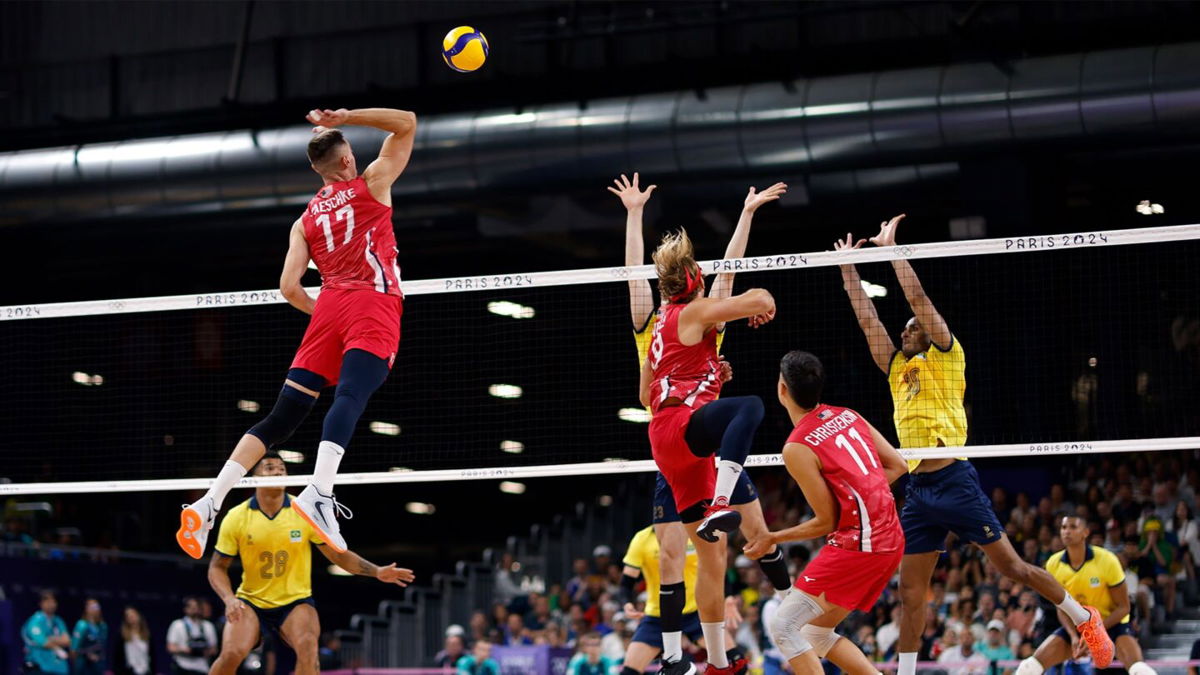 Thomas Jaeschke during men's volleyball quarterfinal at 2024 Paris Olympic Games