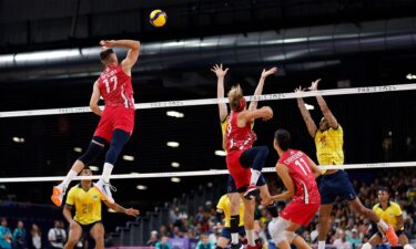 Thomas Jaeschke during men's volleyball quarterfinal at 2024 Paris Olympic Games