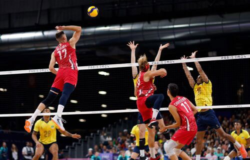 Thomas Jaeschke during men's volleyball quarterfinal at 2024 Paris Olympic Games