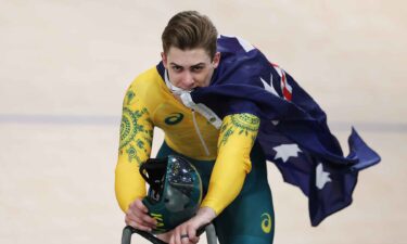 Australia competes in the men's team sprint bronze medal race.