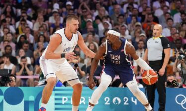 Nikola Jokic guards Bam Adebayo