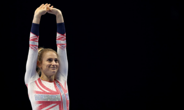 Bryony Page of Great Britain competes in the Women’s World Championship Trampoline Final.
