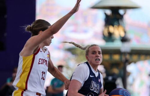 Hailey Van Lith drives vs. Spain