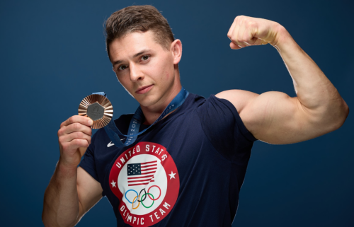 Team USA's Paul Juda poses with his Olympic bronze medal