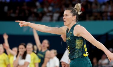 Sami Whitcomb reacts after basket vs. Serbia