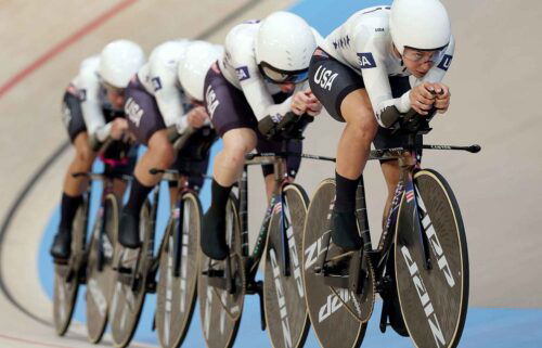 U.S. women's team pursuit races in the qualification round.