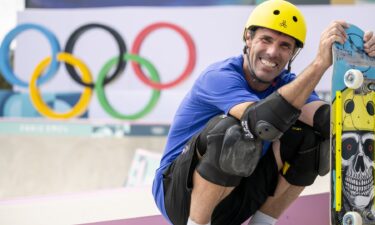 Andy Macdonald of Team Great Britain competes during the men's park final at the 2024 Paris Olympics.