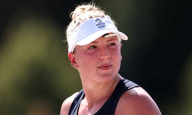 Kerenza Bryson looks on in the laser run of the women's modern pentathlon.