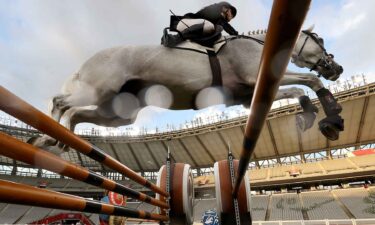 Laura Asadauskaite competes at the Tokyo Games.