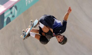 Tom Schaar competes in the men's park skateboarding final