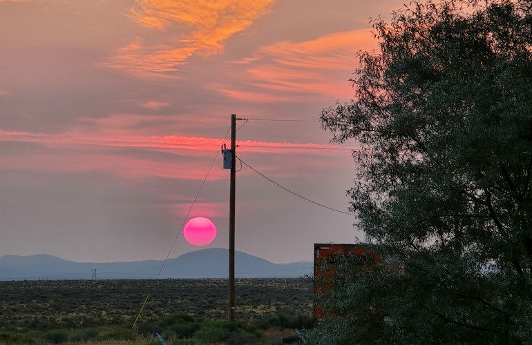 A smoky sunrise view from Brothers