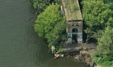 A portion of Graffiti Pier in Philadelphia partially collapsed into the Delaware River on July 31