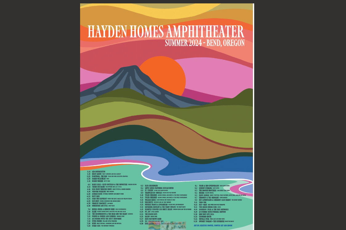 Bend artist Kristine Cooper painted the Hayden Homes Amphitheater 2024 concert poster