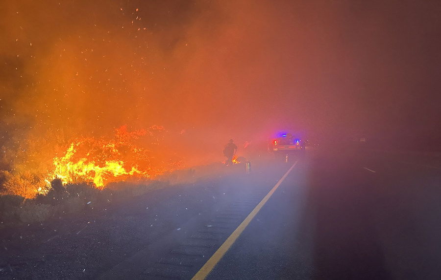 Brush fire in median of Interstate 84 Friday night east of Arlington