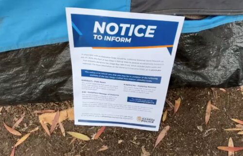 The notice mentions you could be in violation of Port District code if you camp in the park or stay there after 10:30 in the evening. If you violate the code