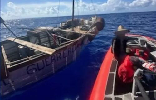 Law enforcement boat crews from the Coast Guard intercepted a rustic vessel attempting an illegal migrant voyage