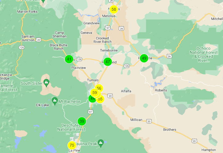 Central Oregon had improved to moderate or good air quality Wednesday afternoon.