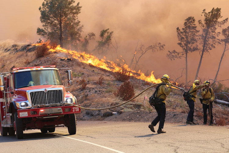 Firefighters work to control the Park Fire, in this picture released on July 31.