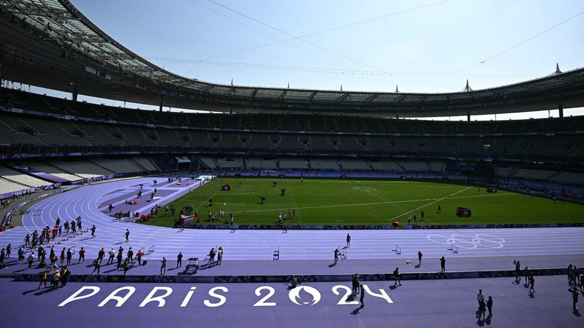 The all-new purple track at Stade de France in Saint-Denis