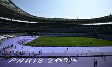 The all-new purple track at Stade de France in Saint-Denis