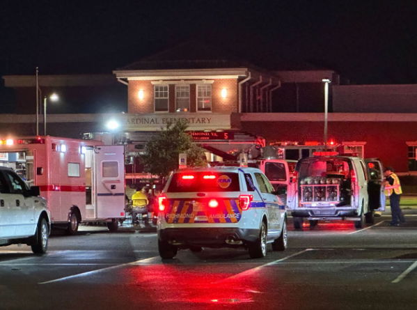 <i>WTVR via CNN Newsource</i><br/>A lightning strike sparked a fire at Cardinal Elementary School on August 26.