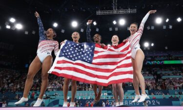 (Left to right) Team USA's Jordan Chiles