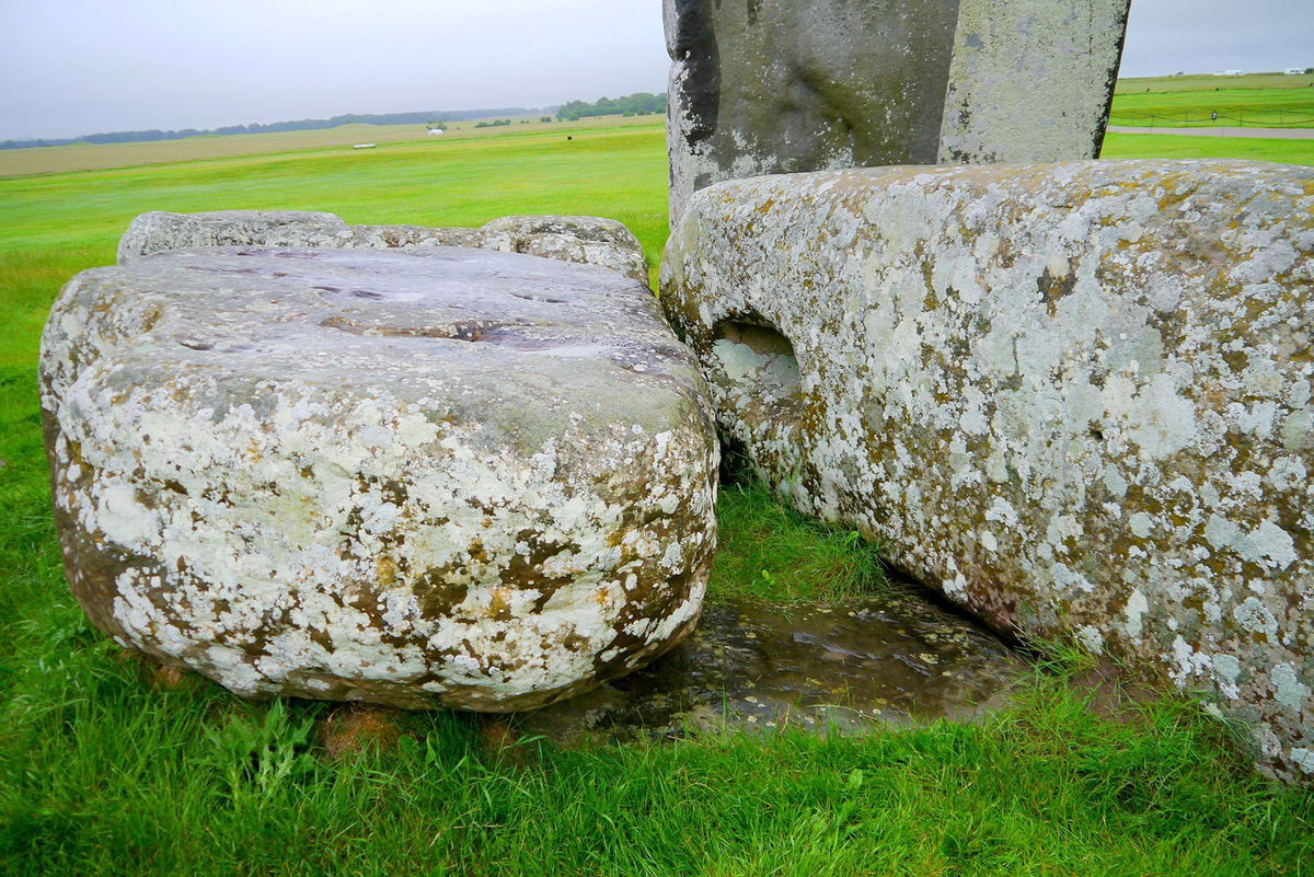 <i>Nick Pearce/Aberystwyth University via CNN Newsource</i><br/>The Altar Stone can be seen underneath two bigger Sarsen stones.