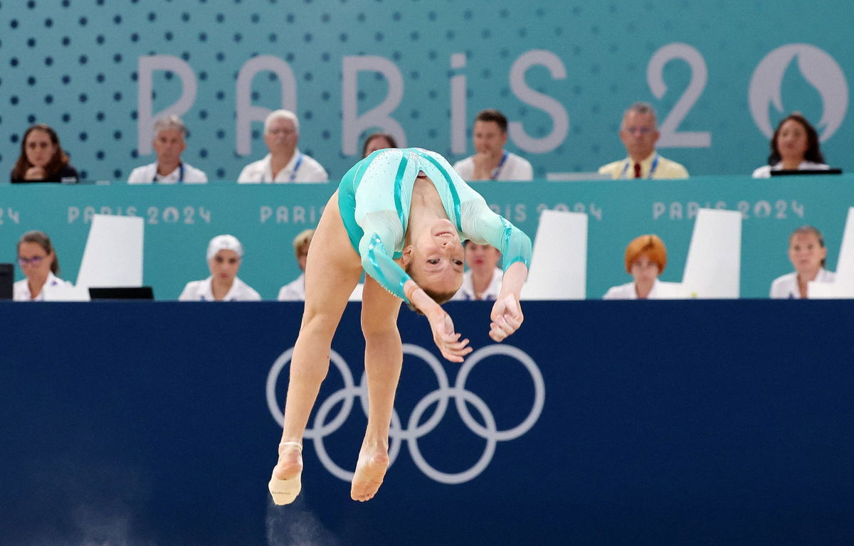 <i>Mike Blake/Reuters via CNN Newsource</i><br/>Romania's Ana Bărbosu is in line to win the floor exercise bronze medal in place of Chiles.