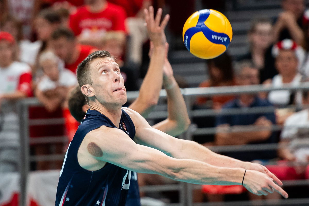 <i>Mateusz Slodkowski/Getty Images/File via CNN Newsource</i><br/>David Smith seen in action during the Volleyball International Friendly Tournament match between the US and Poland ahead of the 2024 Paris Olympic Games.