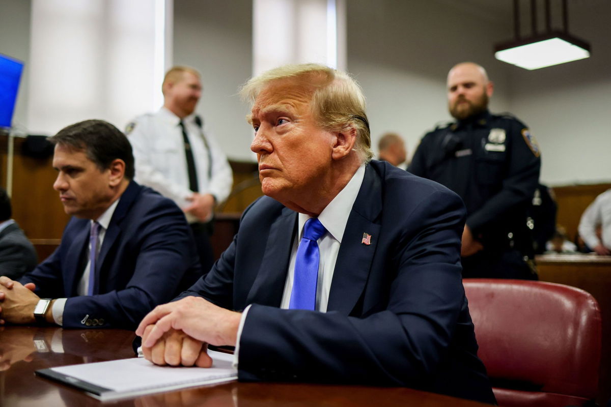 <i>Justin Lane/Pool/Getty Images via CNN Newsource</i><br/>Former President Donald Trump sits at the defendant's table inside the courthouse as the jury is scheduled to continue deliberations for his hush money trial at Manhattan Criminal Court on May 30 in New York City.