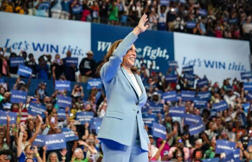 Vice President Kamala Harris arrives at a campaign rally in Atlanta on July 30.