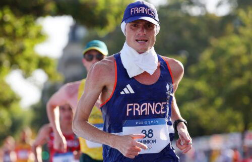 Aurélien Quinion of Team France competes during the Men’s 20km Race Walk on August 1.