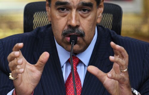 Venezuelan President Nicolas Maduro gestures during a press conference at the Miraflores presidential palace in Caracas on July 31