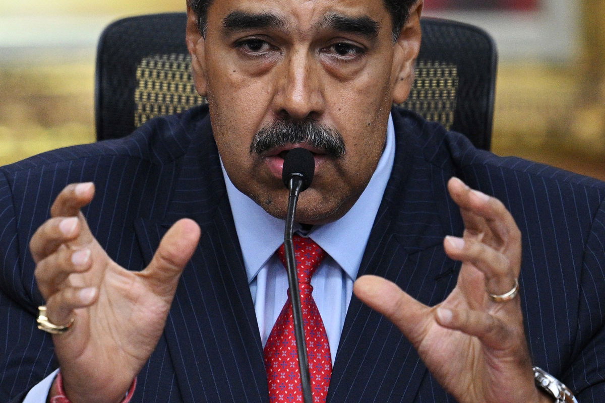 <i>Federico Parra/AFP/Getty Images via CNN Newsource</i><br/>Venezuelan President Nicolas Maduro gestures during a press conference at the Miraflores presidential palace in Caracas on July 31
