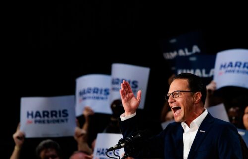 Pennsylvania Gov. Josh Shapiro speaks during a campaign rally for Vice President Kamala Harris on July 29 in Ambler