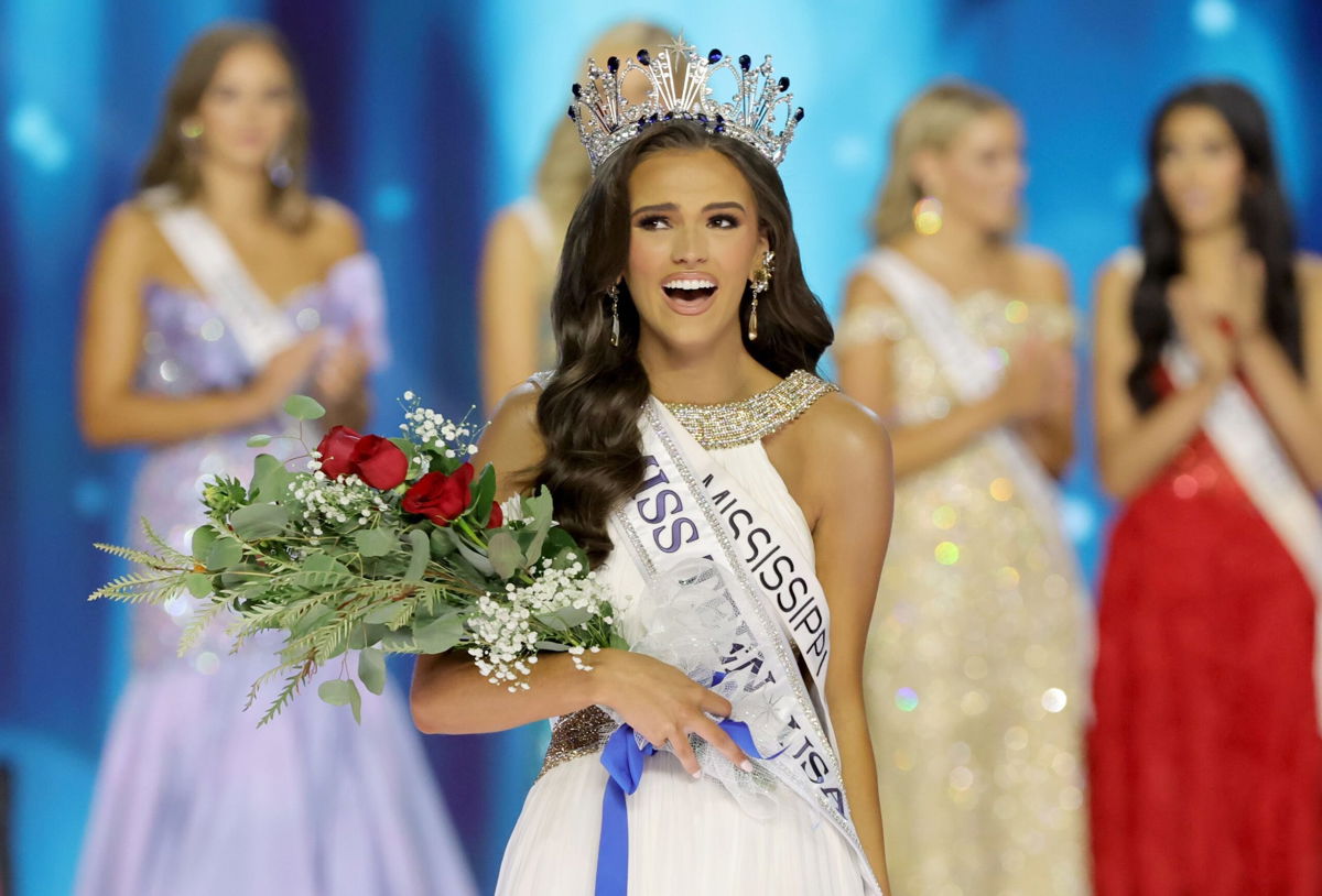 <i>Kevin Winter/Getty Images via CNN Newsource</i><br/>Addie Carver of Mississippi onstage at the annual Miss Teen USA pageant.